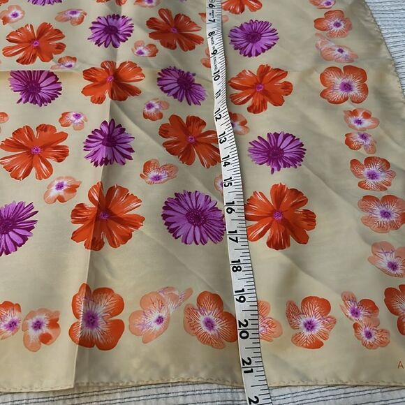 Anne Klein Cream Floral Silk Scarf - Picture 9 of 9